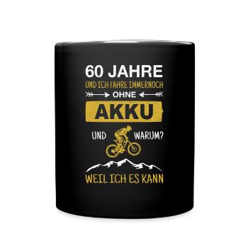 Lustiger Radfahrer Spruch 70. Geburtstag Vater MTB - Tasse einfarbig - Schwarz - Vorne