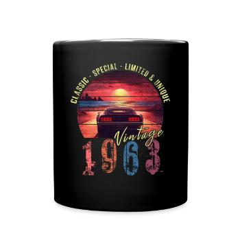 Vintage 1963 Birthday Synthwave Year of birth 1963 - Full Colour Mug - black - Front
