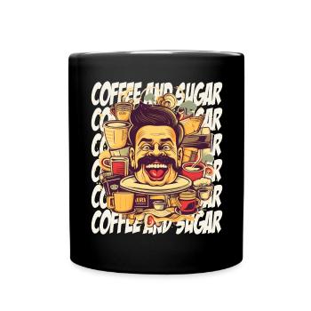 Verrückt nach Kaffee mit Schriftzug - Tasse einfarbig - Schwarz - Vorne