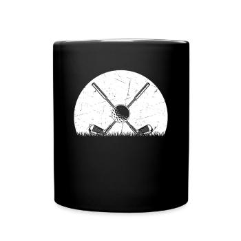 Retro Golf Player Sunset Golf Ball Golfer - Full Colour Mug - black - Front