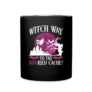 Hexenweg zum BOOried Cache? - Geocaching Geocacher - Tasse einfarbig - Schwarz - Vorne
