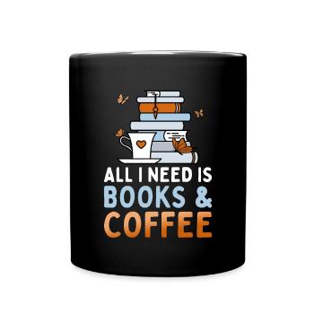 J’ai besoin de livres et de café Citation de lecture de rat de bibliothèque - Mug uni - noir - Devant