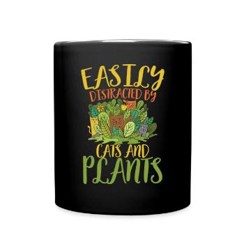 Cats and plants - Full Colour Mug - black - Front