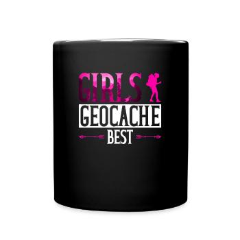 Girls Geocache Best - Geocaching Geocacher - Full Colour Mug - black - Front