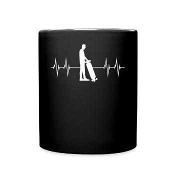 Skater EKG Linie Skateboard Skateboardfahrer - Tasse einfarbig - Schwarz - Vorne