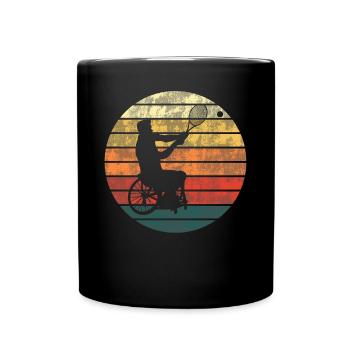 Tennis en fauteuil roulant Joueur de tennis en fauteuil roulant Rétro - Mug uni - noir - Devant