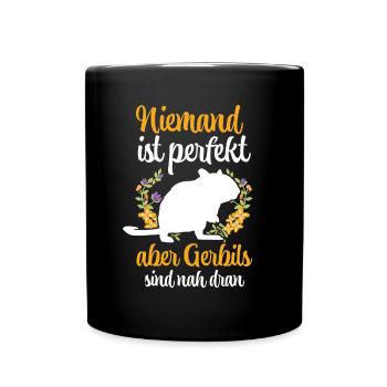 Rennmaus ist nicht perfekt Rennratte Gerbil - Tasse einfarbig - Schwarz - Vorne