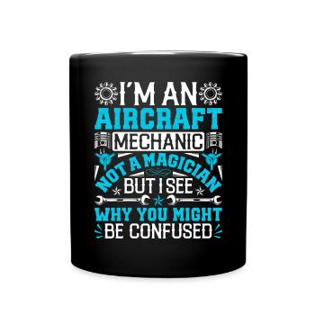 Love Airplane aviation - Full Colour Mug - black - Front