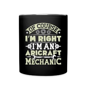 Love Airplane aviation - Full Colour Mug - black - Front