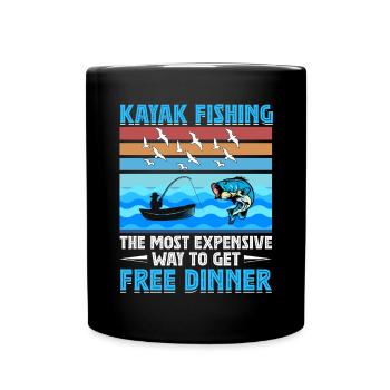 Fishing Kayak Paddling - Full Colour Mug - black - Front