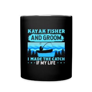 Fishing Kayak Paddling - Full Colour Mug - black - Front