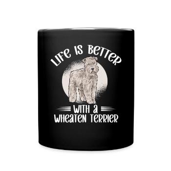 Irish Soft Coated Wheaten Terrier - Tasse einfarbig - Schwarz - Vorne