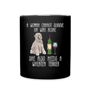 Irish Soft Coated Wheaten Terrier - Tasse einfarbig - Schwarz - Vorne