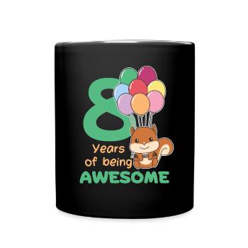 Squirrel for 8th birthday children eight years - Full Colour Mug - black - Front