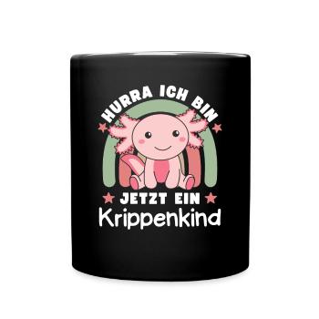 Hier Kommt Ein Krippenkind Axolotl - Tasse einfarbig - Schwarz - Vorne