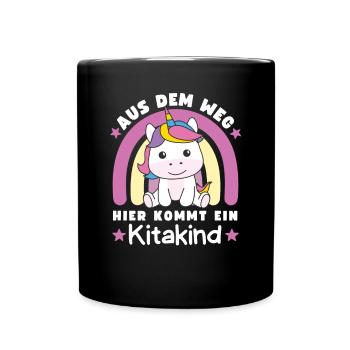 Aus Dem Weg Hier Kommt Ein Kitakind - Tasse einfarbig - Schwarz - Vorne