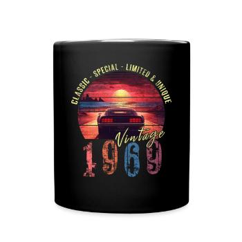 Vintage 1969 Birthday Synthwave Year of birth 1969 - Full Colour Mug - black - Front