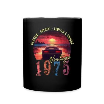 Vintage 1975 Geburtstag Synthwave Geburtsjahr 1975 - Tasse einfarbig - Schwarz - Vorne