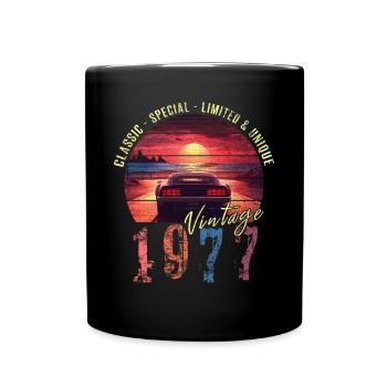Vintage 1977 Birthday Synthwave Year of birth 1977 - Full Colour Mug - black - Front