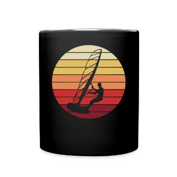 Windsurfen Wassersport Surfbrett Surfer Retro - Tasse einfarbig - Schwarz - Vorne