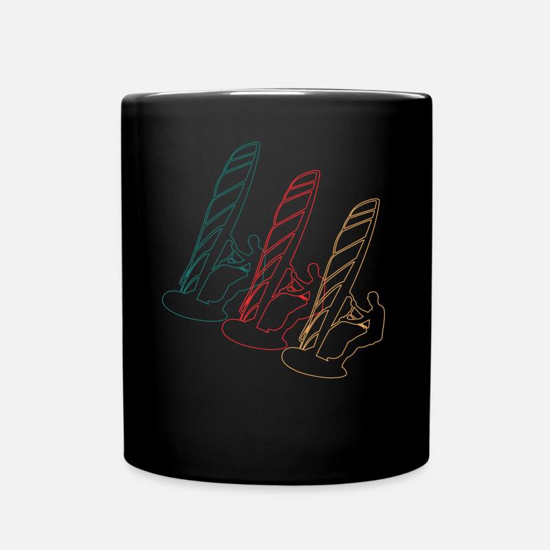 Windsurfen Wassersport Surfbrett Surfer Retro - Tasse einfarbig - Schwarz