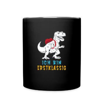 Dinosaurier Schulkind Schulanfang Kinder Spruch - Tasse einfarbig - Schwarz - Vorne