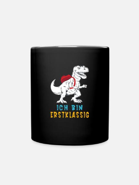 Dinosaurier Schulkind Schulanfang Kinder Spruch - Tasse einfarbig - Schwarz