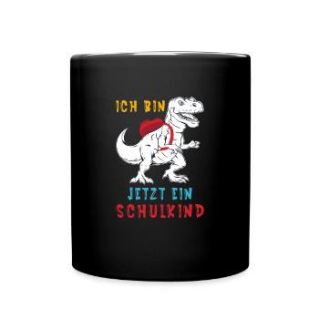 Dinosaurier Schulkind Schulanfang Kinder Spruch - Tasse einfarbig - Schwarz - Vorne
