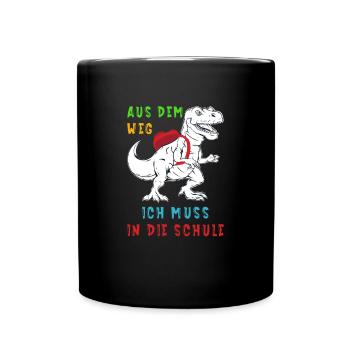 Dinosaurier Schulkind Schulanfang Kinder Spruch - Tasse einfarbig - Schwarz - Vorne