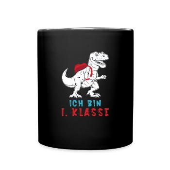 Dinosaurier Schulkind Schulanfang Kinder Spruch - Tasse einfarbig - Schwarz - Vorne