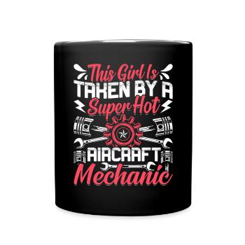 Love Airplane aviation - Full Colour Mug - black - Front