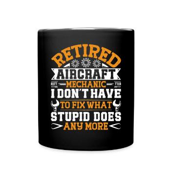 Love Airplane aviation - Full Colour Mug - black - Front