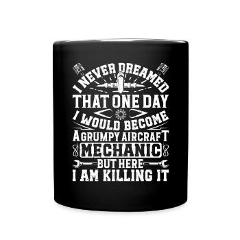 Love Airplane aviation - Full Colour Mug - black - Front