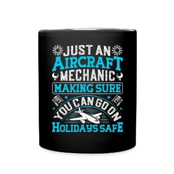 Love Airplane aviation - Full Colour Mug - black - Front