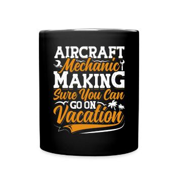 Love Airplane aviation - Full Colour Mug - black - Front