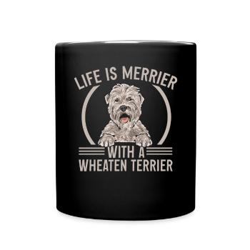 Irish Soft Coated Wheaten Terrier - Tasse einfarbig - Schwarz - Vorne