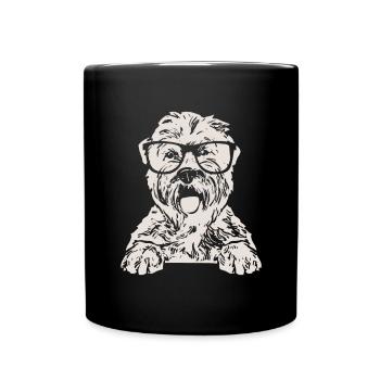 Irish Soft Coated Wheaten Terrier - Tasse einfarbig - Schwarz - Vorne