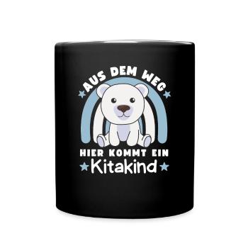 Aus Dem Weg Hier Kommt Ein Kitakind Eisbär - Tasse einfarbig - Schwarz - Vorne