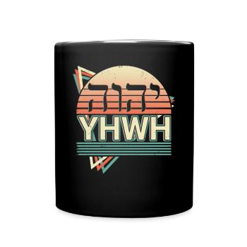 Yahweh Tetragrammaton Retro - Full Colour Mug - black - Front