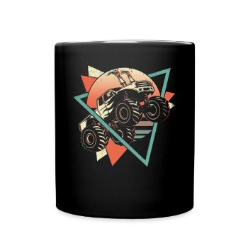 Monstertruck Retro - Tasse einfarbig - Schwarz - Vorne
