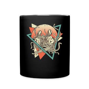 Fliegendes Spaghettimonster FSM Pastafarian Retro - Tasse einfarbig - Schwarz - Vorne