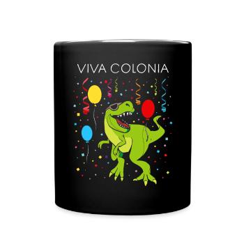 Karneval Konfetti Viva Colonia Tyrannosaurus Rex - Tasse einfarbig - Schwarz - Vorne
