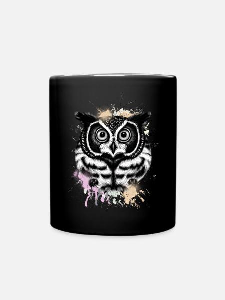 Eule - Tasse einfarbig - Schwarz