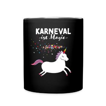 Karneval Fasching Konfetti Einhorn Rosenmontag - Tasse einfarbig - Schwarz - Vorne