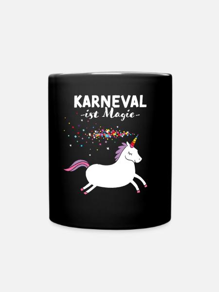 Karneval Fasching Konfetti Einhorn Rosenmontag - Tasse einfarbig - Schwarz