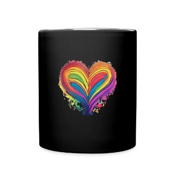 LGBTQ Trend Herz in Regenbogenfarben Pride - Tasse einfarbig - Schwarz - Vorne