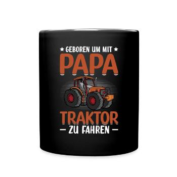 Papa Traktor Bauernhof Kinder Geschenk - Tasse einfarbig - Schwarz - Vorne