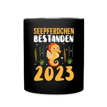 Seepferdchen bestanden 2023 Schwimmabzeichen Kind - Tasse einfarbig - Schwarz - Vorne