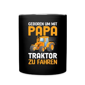 Papa Bauernhof Traktor Traktorfahrer - Tasse einfarbig - Schwarz - Vorne