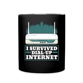 DFÜ-Internetverbindung 90er Computerwitze - Tasse einfarbig - Schwarz - Vorne